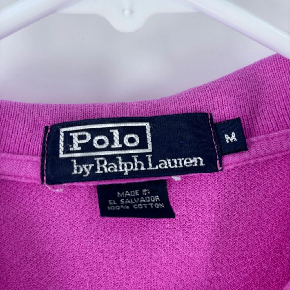 Polo Ralph Lauren Polo Shirt Mens M Pink Magenta Green Pony Logo Cotton Pique
